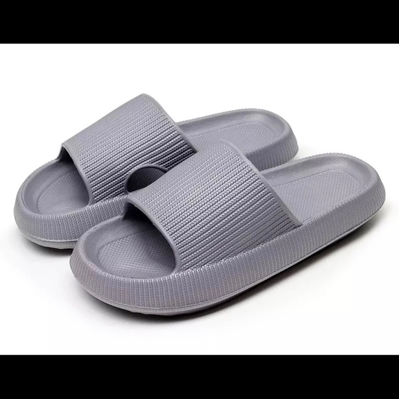 Silver Gray Comfy Slides/Beach Shoes - Picture 1 of 7